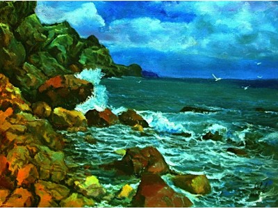 Картина "Скалистый берег моря"