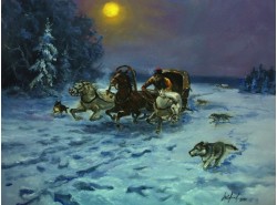 Картина "Нападение волков".
