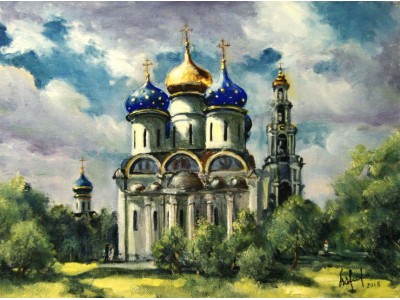 Картина "Троице-Сергиева Лавра.Успенский собор"