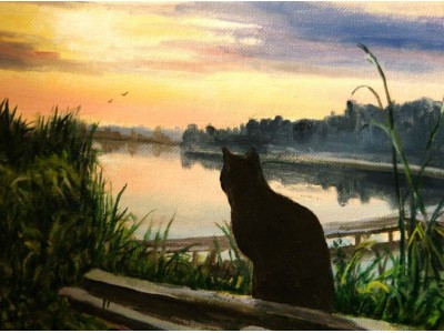 Картина "Закат на реке"
