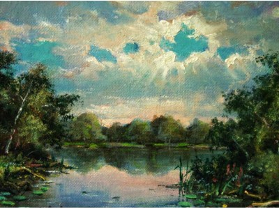 Картина "Лесное озеро".