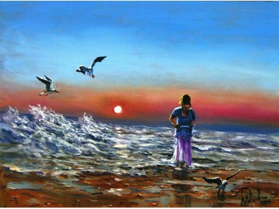 Картина "Вечер на берегу"