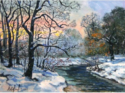Картина "Зимний закат"