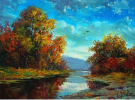Картина "Осень на реке"
