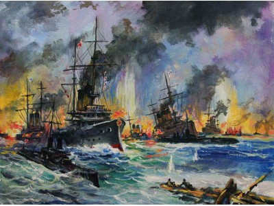 Картина "Цусимское сражение.  Май 1905г"